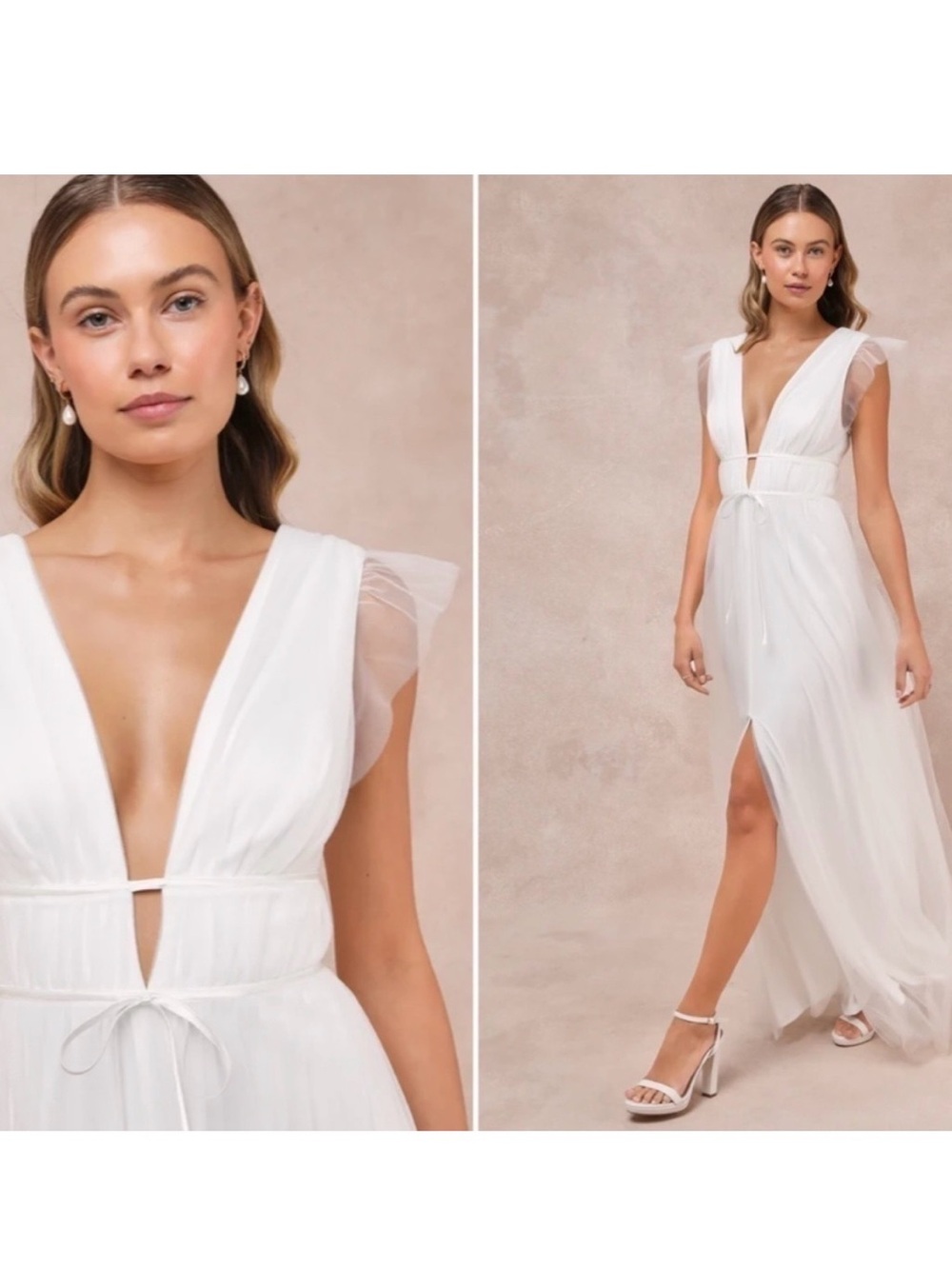 Luluโs White Tulle Ruffled Maxi Dress